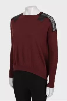 Burgundy sweater with lace