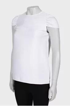 White T-shirt with draped sleeves