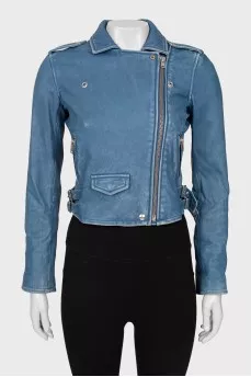 Blue leather jacket