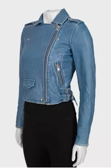 Blue leather jacket