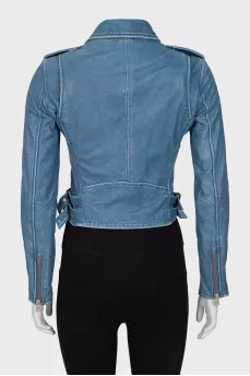 Blue leather jacket