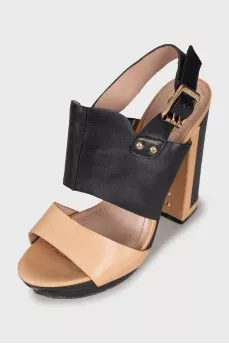 Two-tone leather sandals