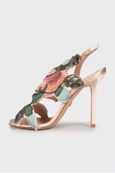 Sandals decorated with beads and sequins