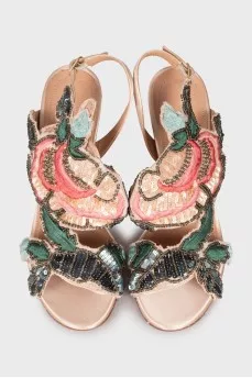 Sandals decorated with beads and sequins