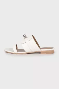 White leather slippers