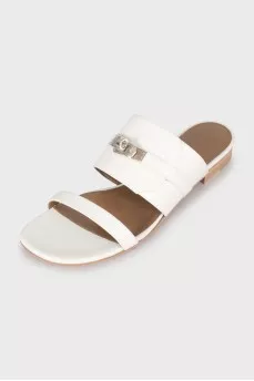 White leather slippers