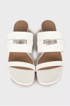 White leather slippers