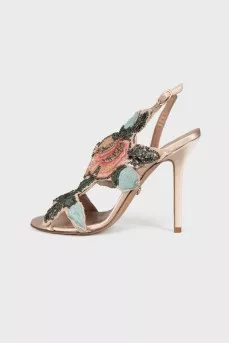 Sandals decorated with embroidery and beads