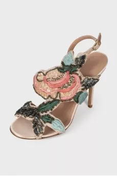 Sandals decorated with embroidery and beads