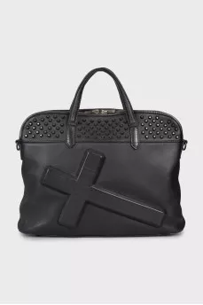 Black briefcase bag with decor