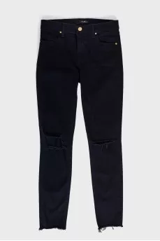 Dark blue ripped effect jeans