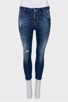 Washed low-rise jeans