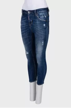 Washed low-rise jeans