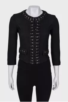 Jacket with metallic rhinestones