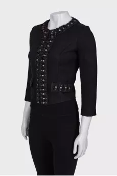 Jacket with metallic rhinestones