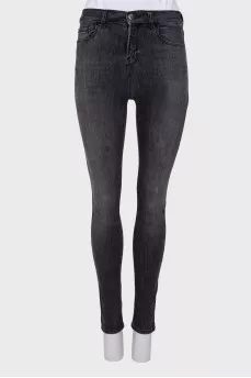 High waisted gray jeans
