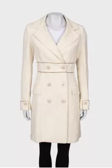 Double-breasted coat with lurex
