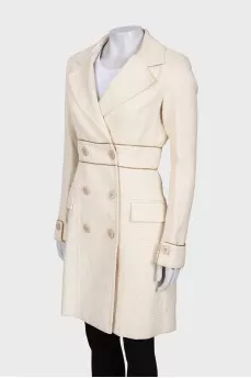 Double-breasted coat with lurex