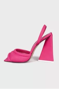 Textile mules with figured heels