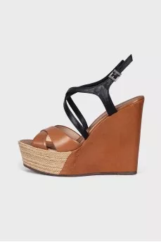 Brown wedge sandals