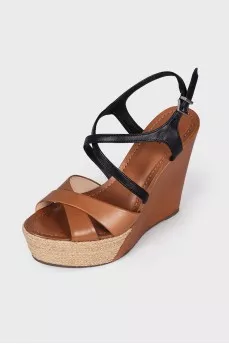 Brown wedge sandals