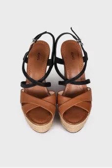 Brown wedge sandals