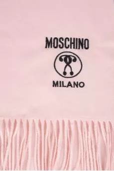 Pink scarf with embroidered brand logo