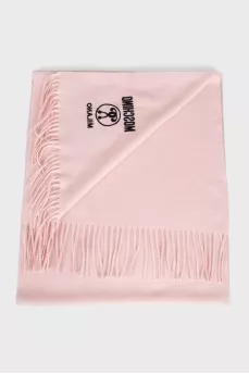 Pink scarf with embroidered brand logo