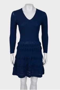 Blue dress with embossed pattern