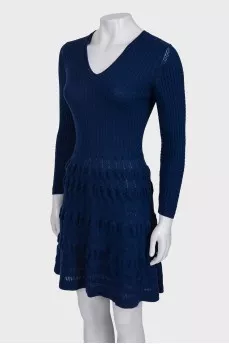 Blue dress with embossed pattern