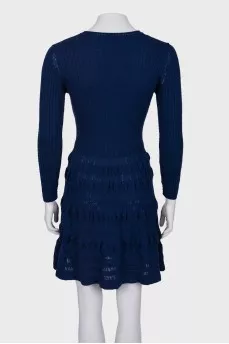 Blue dress with embossed pattern