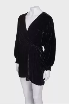 Velour dress with V-neck