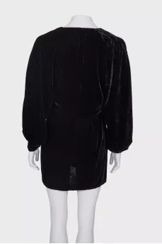 Velour dress with V-neck