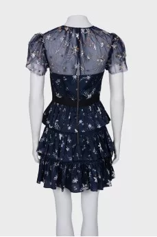Dress decorated with rhinestones and embroidery