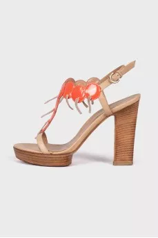 Decorated high heel sandals