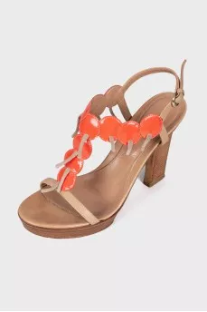 Decorated high heel sandals
