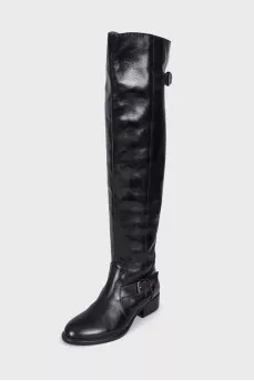 Medium heeled leather boots
