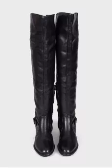 Medium heeled leather boots