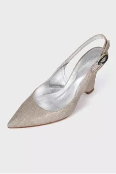 Silver wedge shoes