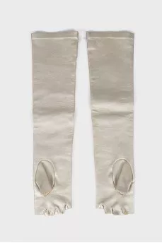 Удлиненные митенки серебристого цвета