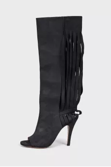 Fringed leather boots