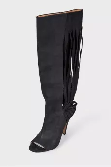Fringed leather boots