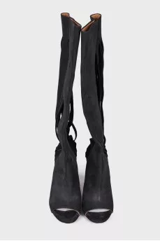 Fringed leather boots