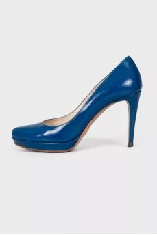 Dark blue leather shoes