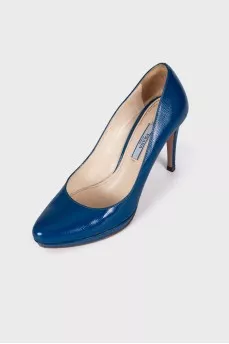 Dark blue leather shoes