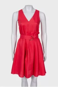 Linen dress with belt