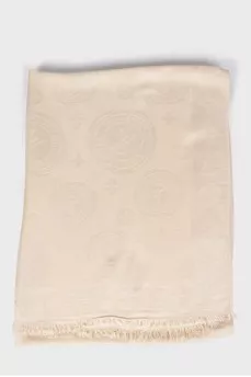 Wool scarf with branded logo