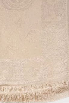 Wool scarf with branded logo