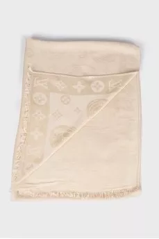 Wool scarf with branded logo