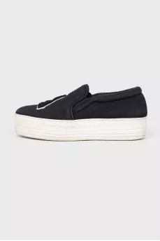 Textile slip-ons with chunky soles